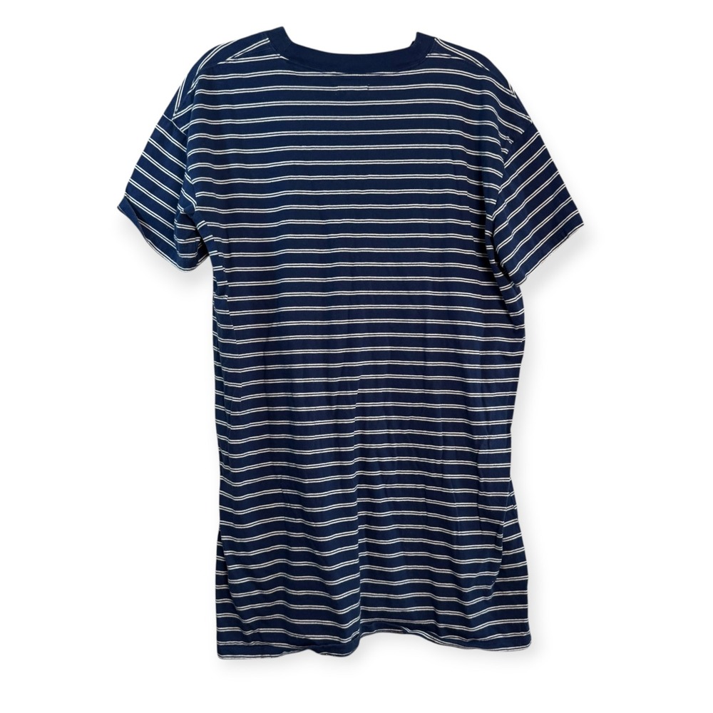 Madewell Womens XL Navy Blue White Striped Short Sleeve Cotton T-Shirt Dress
